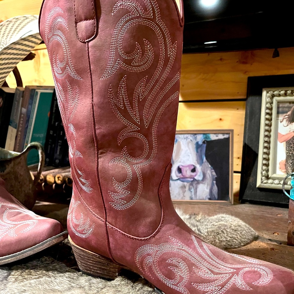 Ladies roper red boots